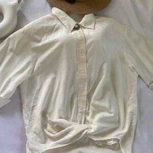 kathie lee white tunic button front shirt size 14